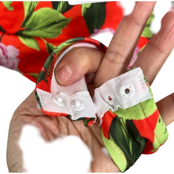 Zara Floral Red Rose Draped Bodysuit ruched boho sz L - Picture 7 of 10